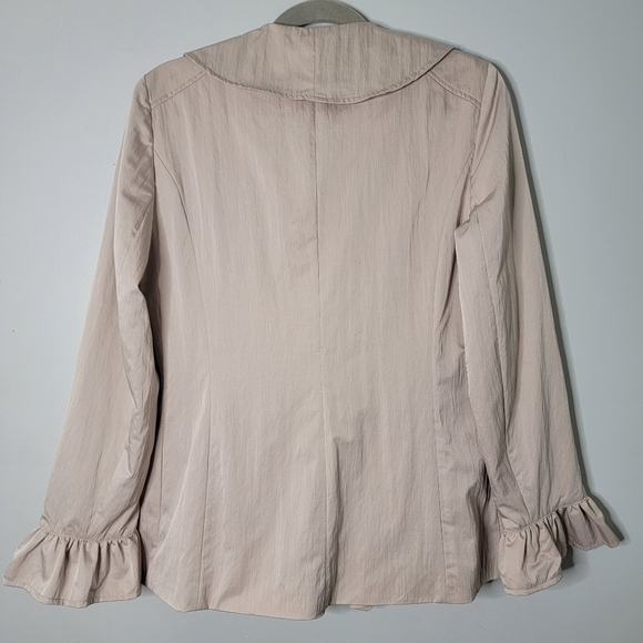 Willi Smith Medium Cream Ruffle Blazer Jacket with Orange Lining - Picture 8 of 14